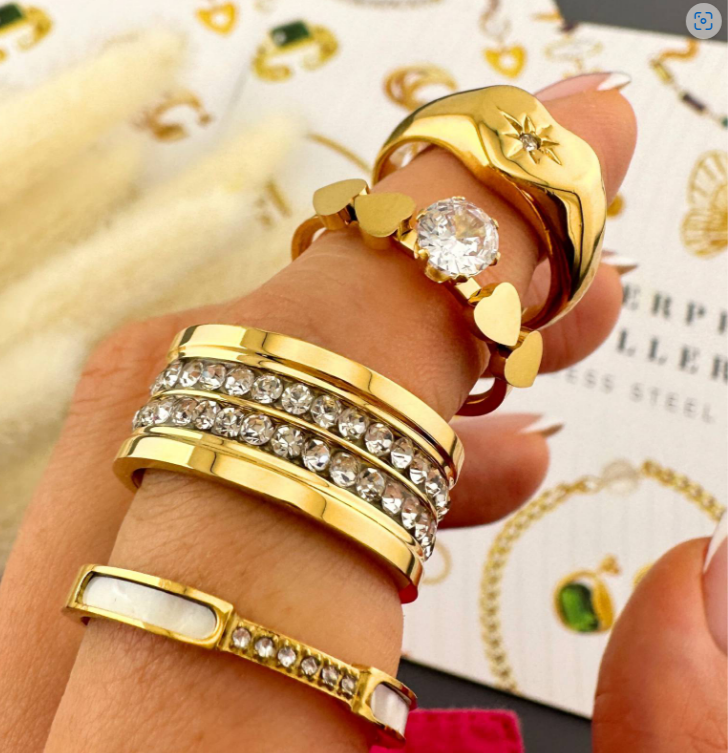 18K gold plated Stainless steel finger ring ( Ring size: 10)