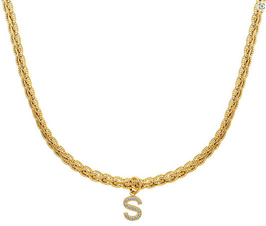 18K gold plated Stainless steel "Letter S" necklace, Intensity