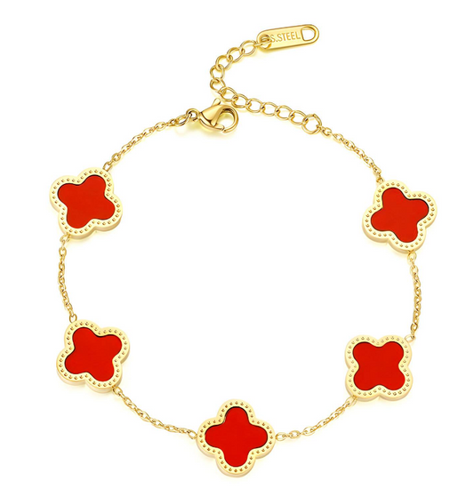 18K gold plated Stainless steel "Four-leaf clover" bracelet