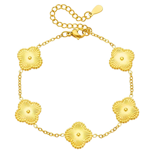 18K gold plated Stainless steel "Four-leaf clover" bracelet