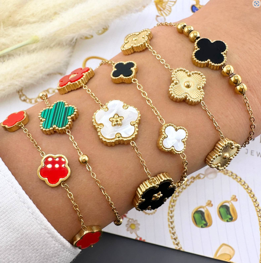 18K gold plated Stainless steel "Four-leaf clover" bracelet