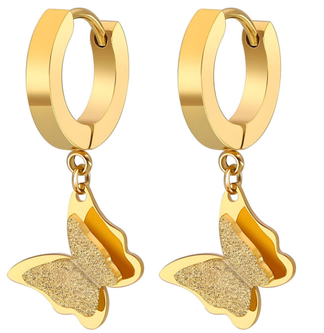 18K gold plated Stainless steel "Butterflies" earrings