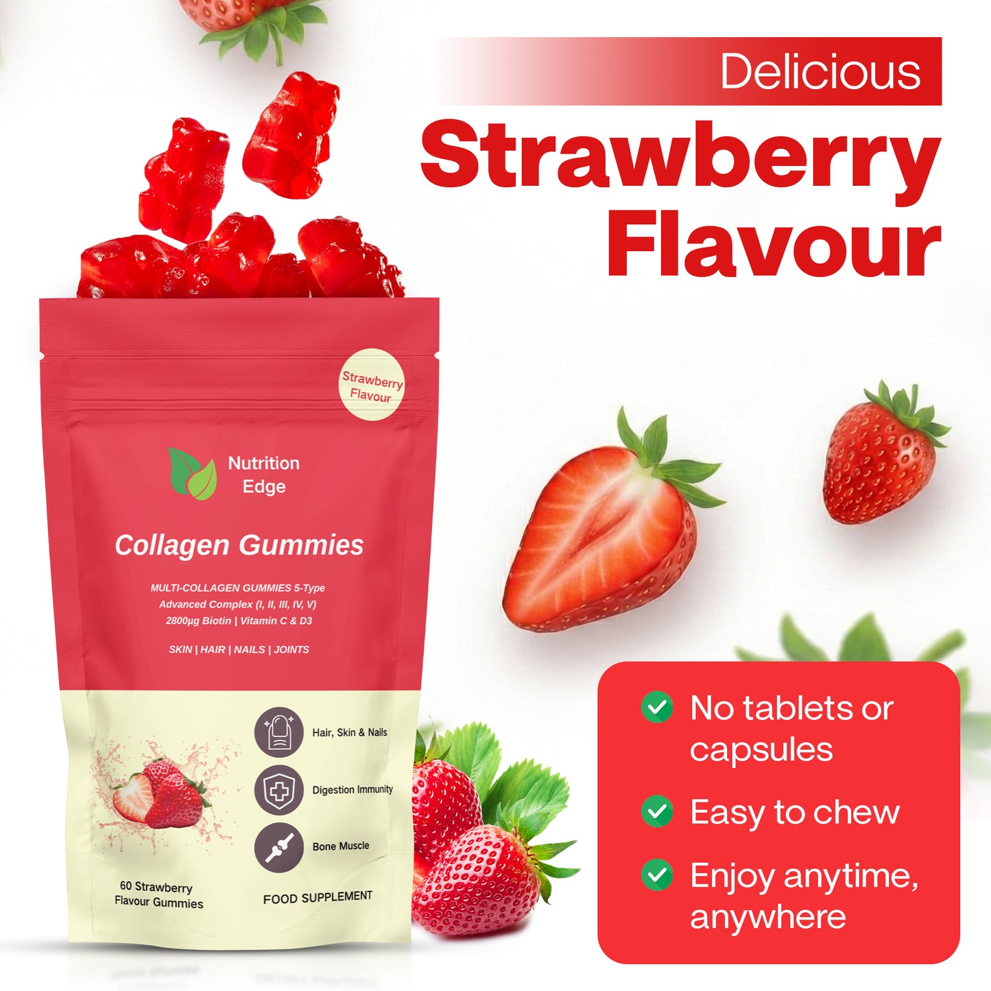Strawberry Flavour Collagen Gummies